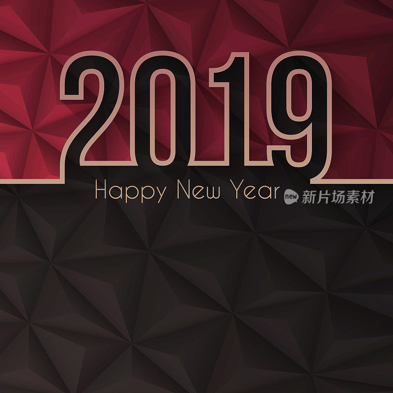 新年快乐2019 -低聚，抽象背景